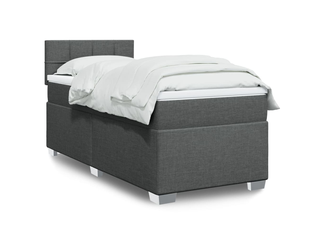 Cama com molas/colchão 90x190 cm tecido cinza-escuro
