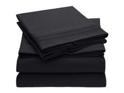 Rebe conjunto de Sábanas 3 Piezas Twin Negro Resistente a Arrugas, de Color Y Manchas Microfibra Suave