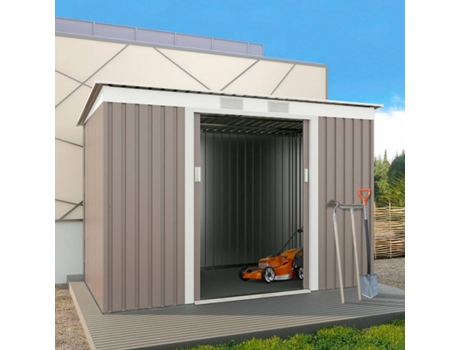 Casinha em Caixa em Chapa de Metal Cinza Galvanizado Porto Cervo SOANA GARDEN SHED (261x181x176cm)