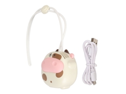 Ventilador De Colo Mini Sem Palhetas Recarregável Por Usb Forma De Vaca Cartoons Para Exterior Bege