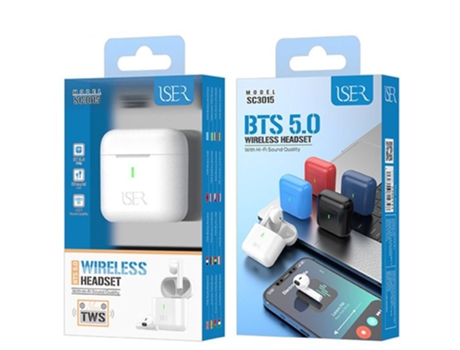 Auriculares Wireless S/ Fio Para Telemóvel Iser Sc3015 (Branco)