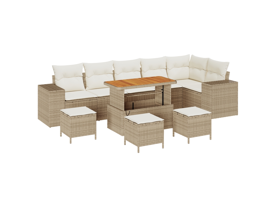 Conjunto 10 Móveis De Jardim Vidaxl Bege Vime Pe (110 X 55 X 71 Cm)