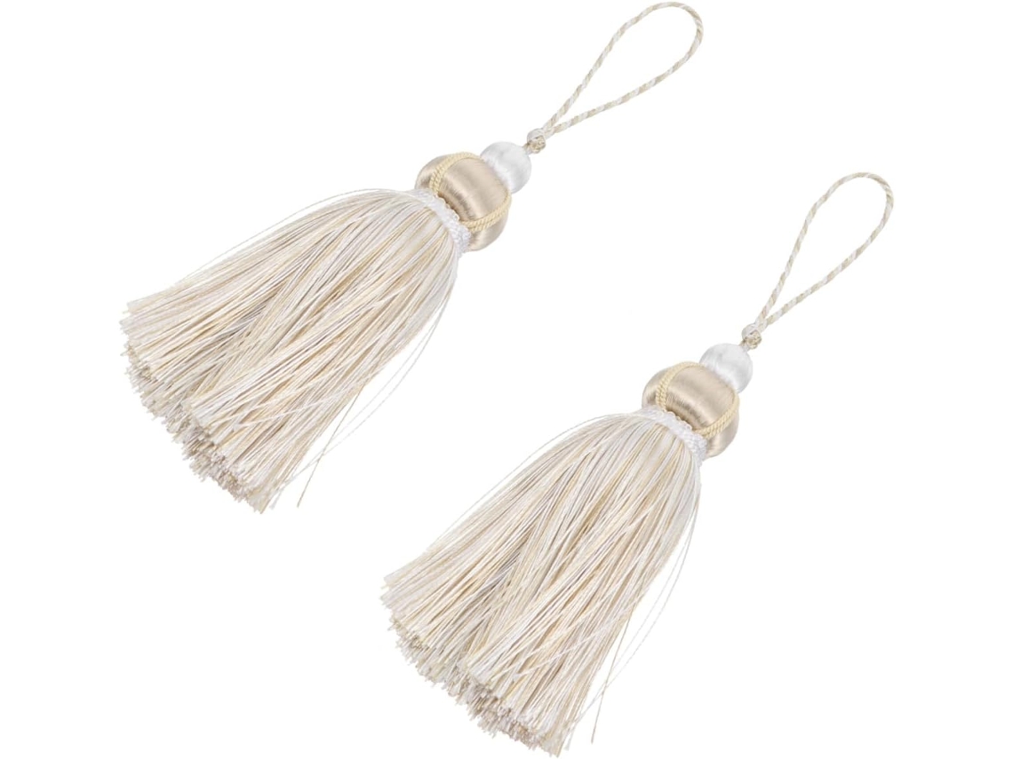 Conjunto 2 Prendedores Cortina Decorativos Borlas Poliéster Pequenas Elegantes Almofadas Toalhas Estilo GOKOCO