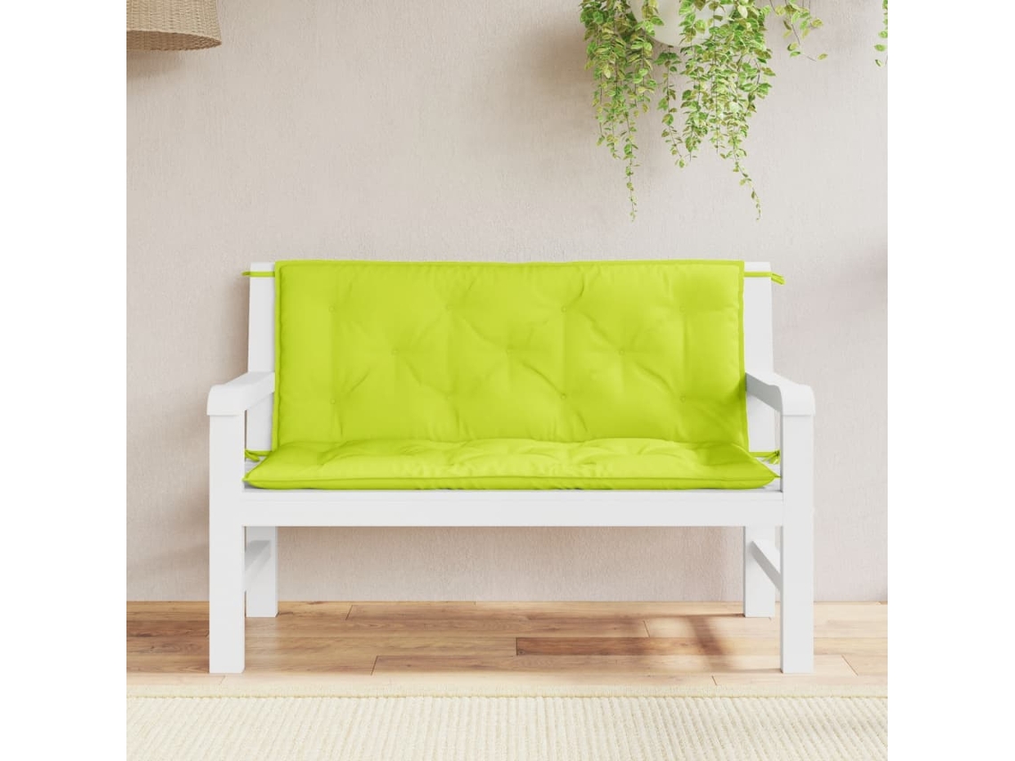 Vidaxl Almofadões Banco Jardim 2 Pcs Tecido Oxford Verde Brilhante