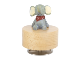 Caixa de Música Infantil Elefante Forma Redonda Madeira