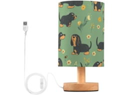 Abajur De Mesa Cabeceira Design Fofo Dachshund Verde Para Crianças, Casa E Escritório