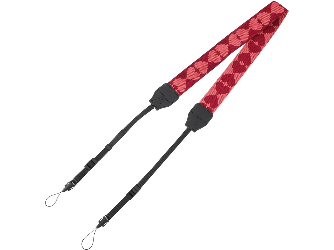 Alça De Câmera Em Poliéster Vermelho Com Design Antiderrapante E Ajustável.