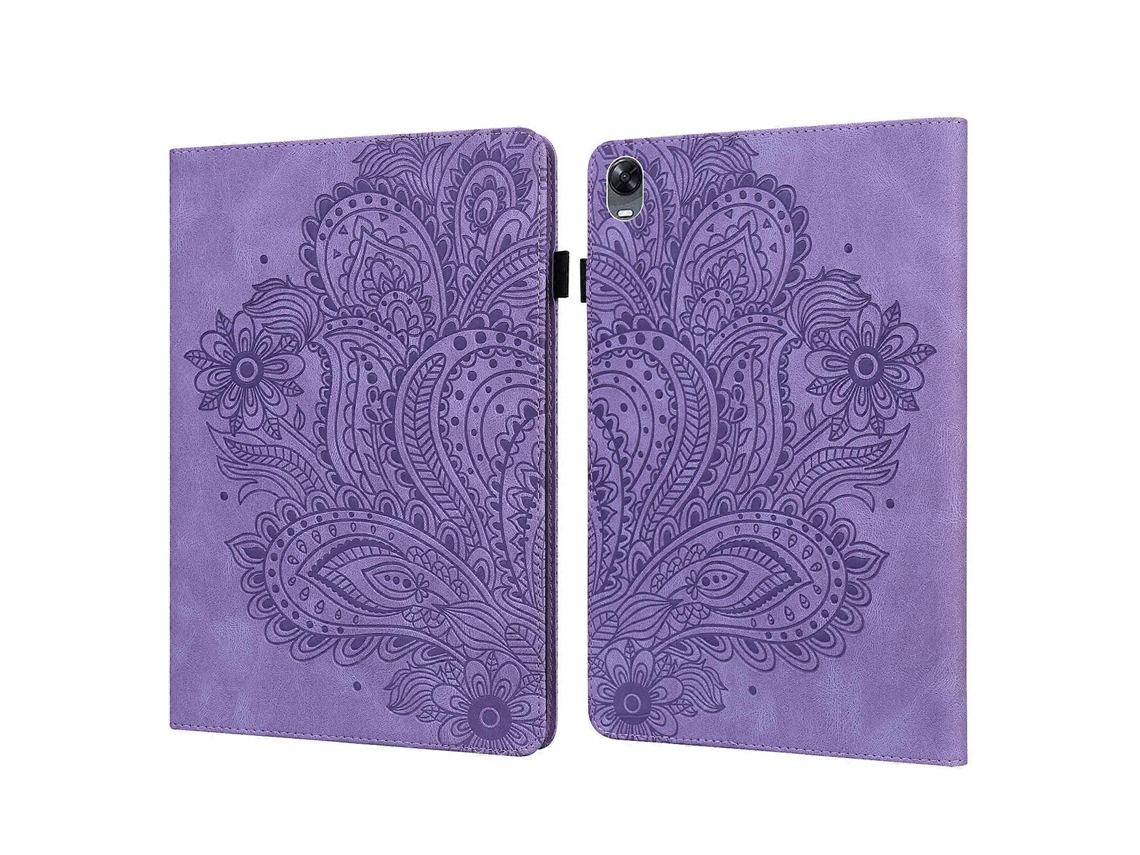 Capa de couro sintético com padrão de pavão em relevo Webake para tablet Oppo Pad de 11 polegadas