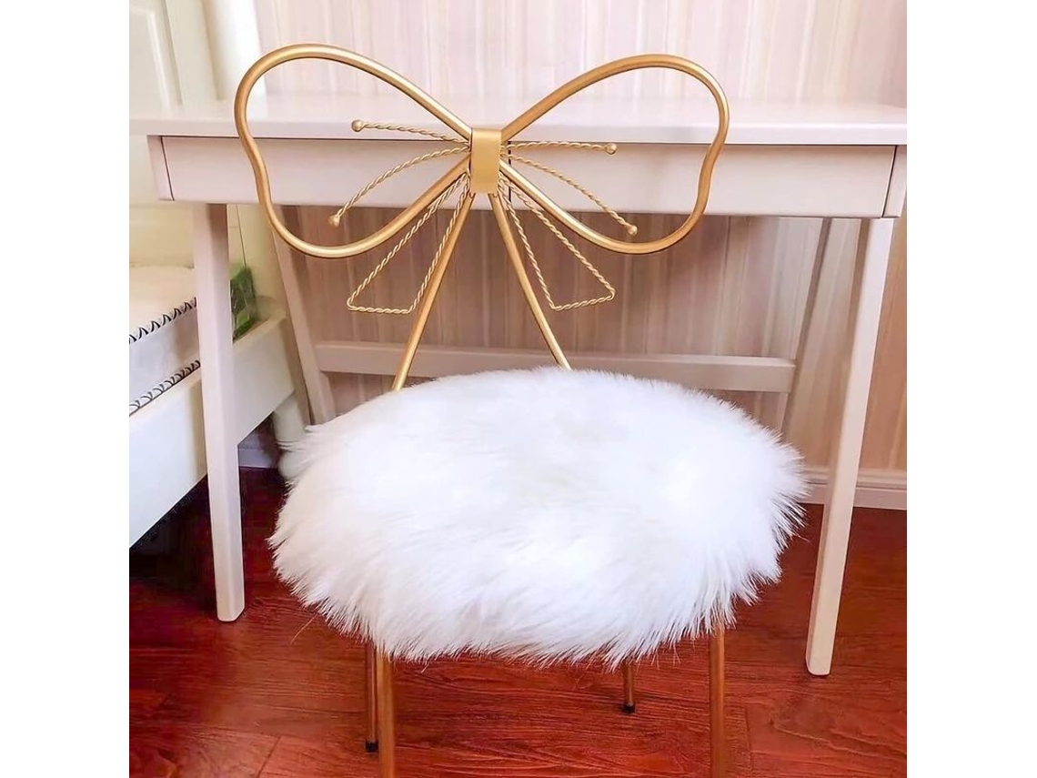 Cojín Redondo De Piel De Oveja Falsa 18x18 Polegadas Suave E Fluffy Para Cadeira, Sofá, Carro E Lar