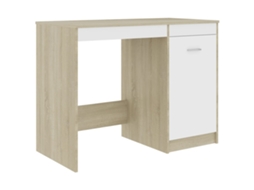 Secretária 100x50x76 cm Contraplacado Branco/Carvalho Sonoma MAISON EXCLUSIVE