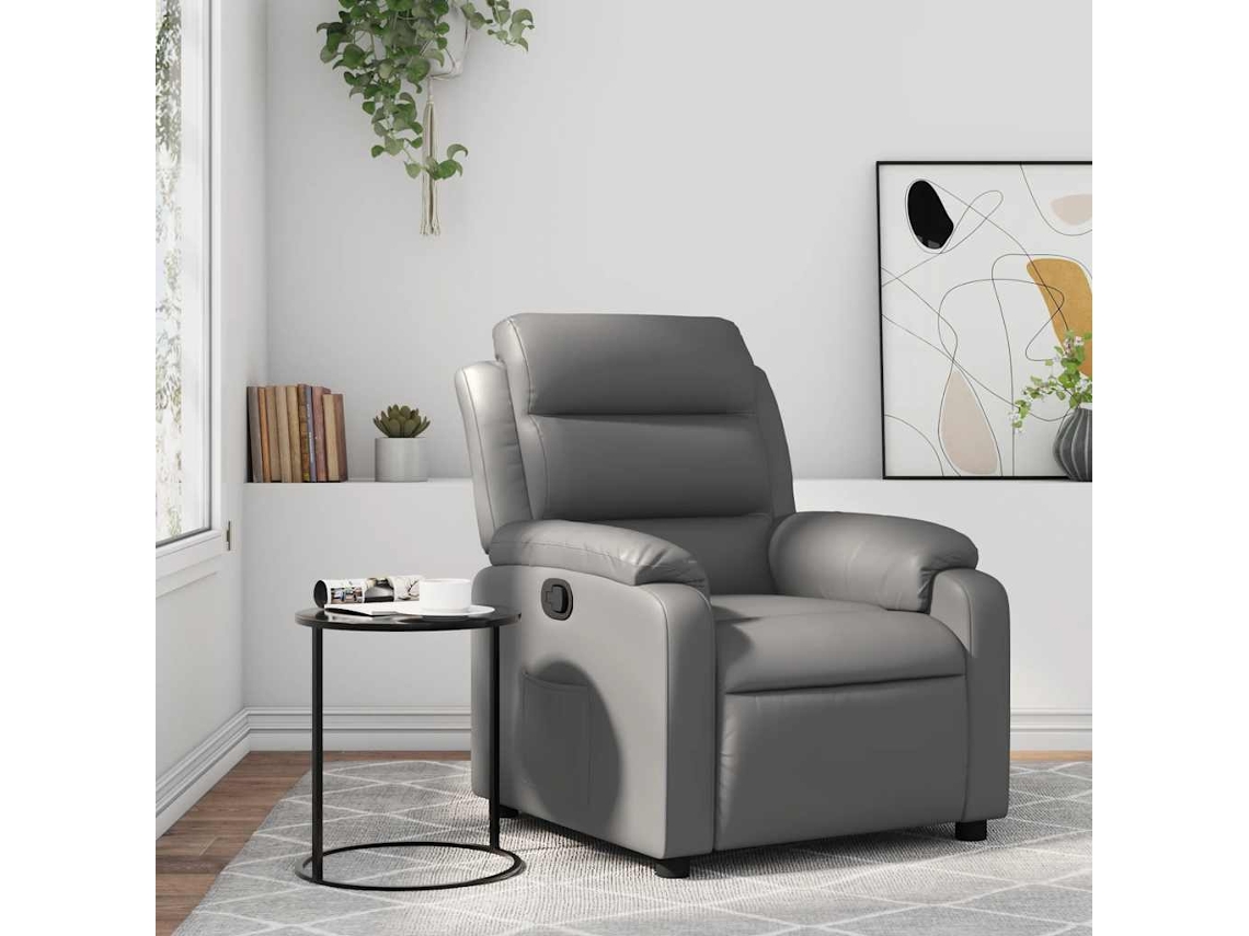 Vidaxl Poltrona Reclinável Couro Artificial Cinzento