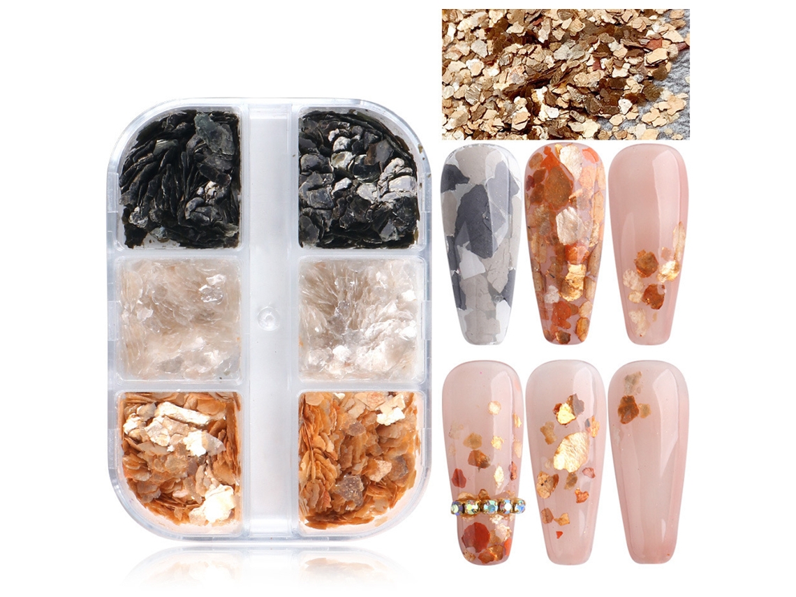 Mica glitter flocos para unhas arte decoração de unhas lantejoulas irregulares japonês inverno outono