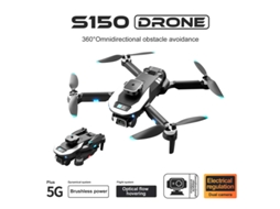 Drone Sem Escova S150 com Câmera Dupla 4K para Evitar Obstáculos em 360 3 Baterias Duração Da Bateria: 18 Min Preto