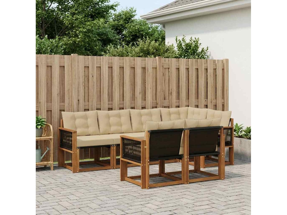 Vidaxl Conjunto De Sofás Para Exterior 7 Unid. Natural E Bege
