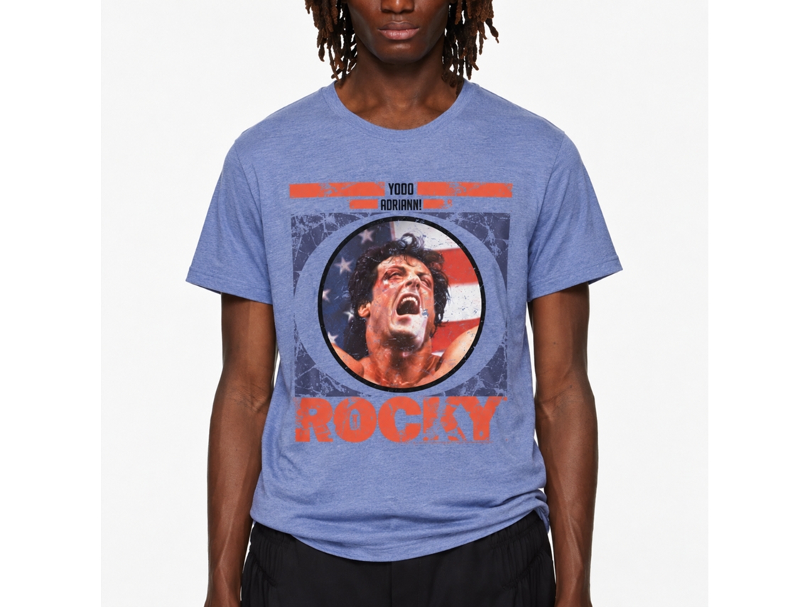 Rockinstone Rocky Movie Blueberry Stroke Heather Light Blue Adult T-shirt Size:xxl