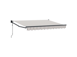 Vidaxl Toldo Retrátil Elétrico Cinza Claro E Branco 5 X 3 M