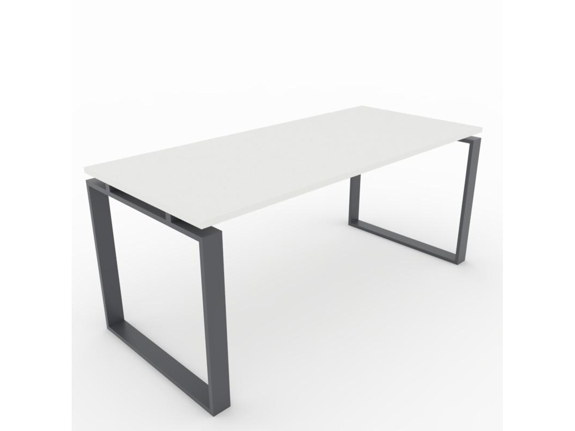 Secretária para Teletrabalho Escritório Casa Estrutura Fechada Cor Cinzenta Grafite Tábua de Madeira Cor Branco 140X60Cm Fabricado em Espanha OFICIT