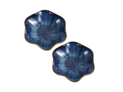 Conjunto De 2 Molheiras De Cerâmica Azul Degradê Para Condimentos E Acompanhamentos, Ideais Para Casa E Restaurante.