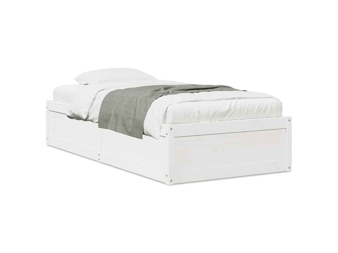 Cama Sem Colchão 75x190 cm Madeira de Pinho Maciça Branco MAISON EXCLUSIVE