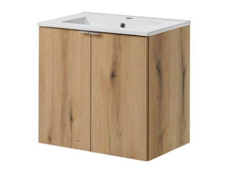 Móvel de casa de banho Newport com lavatório e 2 portas 60x57x39cm - efeito carvalho EN.CASA