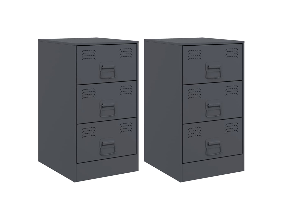 Mesas de Cabeceira 2 Pcs 34,5x39x62 Cm Aço Antracite MAISON EXCLUSIVE