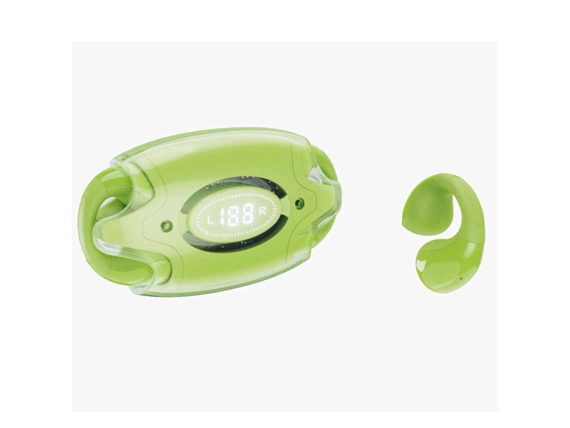 Fones Abertos Bluetooth Verdadeiros Sem Fio JIAPEI com clip orelha, resistente ao suor, carregamento rápido, 24h, verde