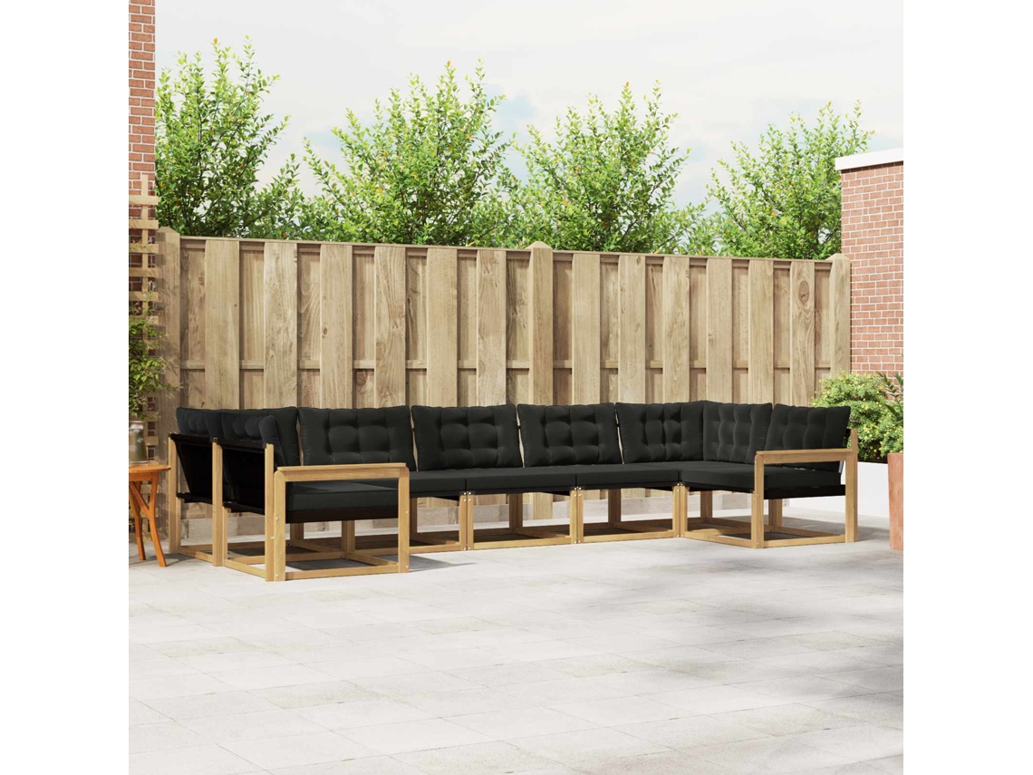 Vidaxl Conjunto De Sofás Para Exterior 7 Unid. Branco E Preto