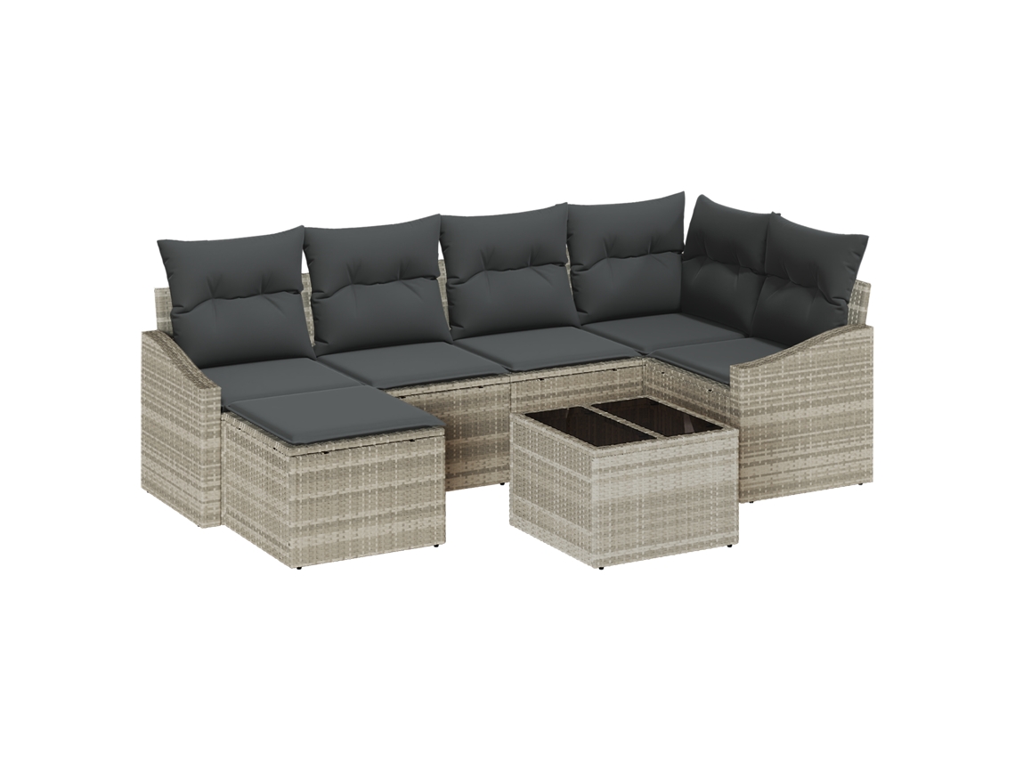Conjunto 7 Conjunto De Móveis Para Exterior Vidaxl Cinzento-claro Vime Pe (288,5 X 123,5 X 85 Cm)