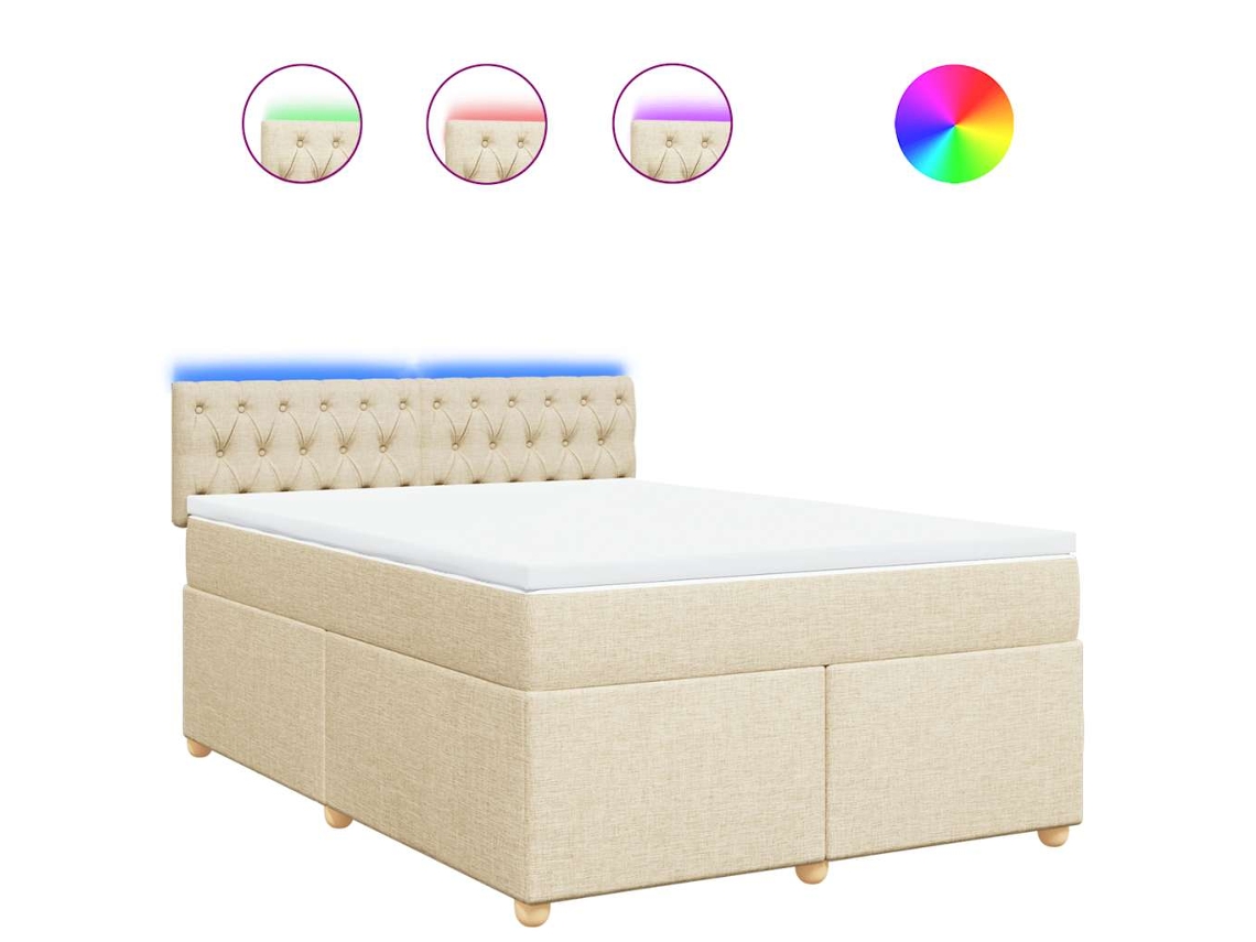 Box Spring Bed, Box Spring Beds Vidaxl Creme Tecido (140 X 190 Cm)