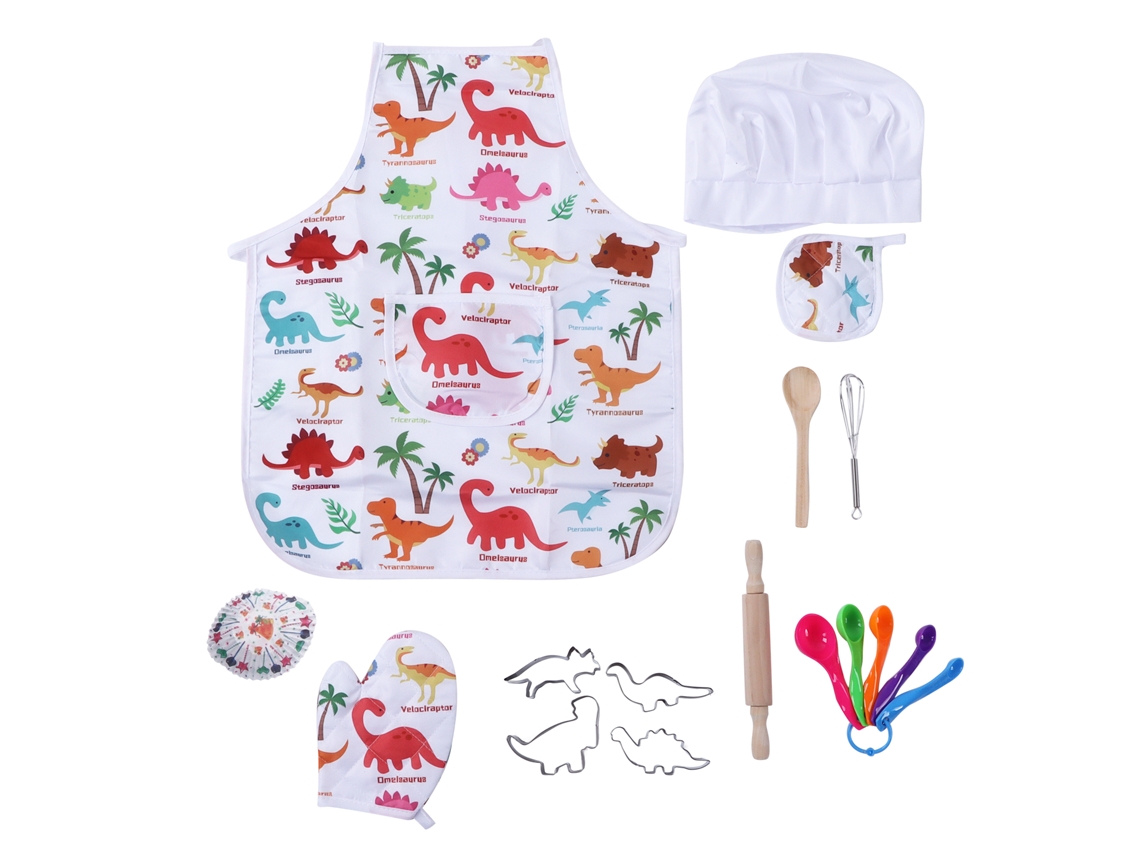 Conjunto De Chef De Confeitaria Para Crianças Avental Dinossauro Brinquedos De Role Play Na Cozinha