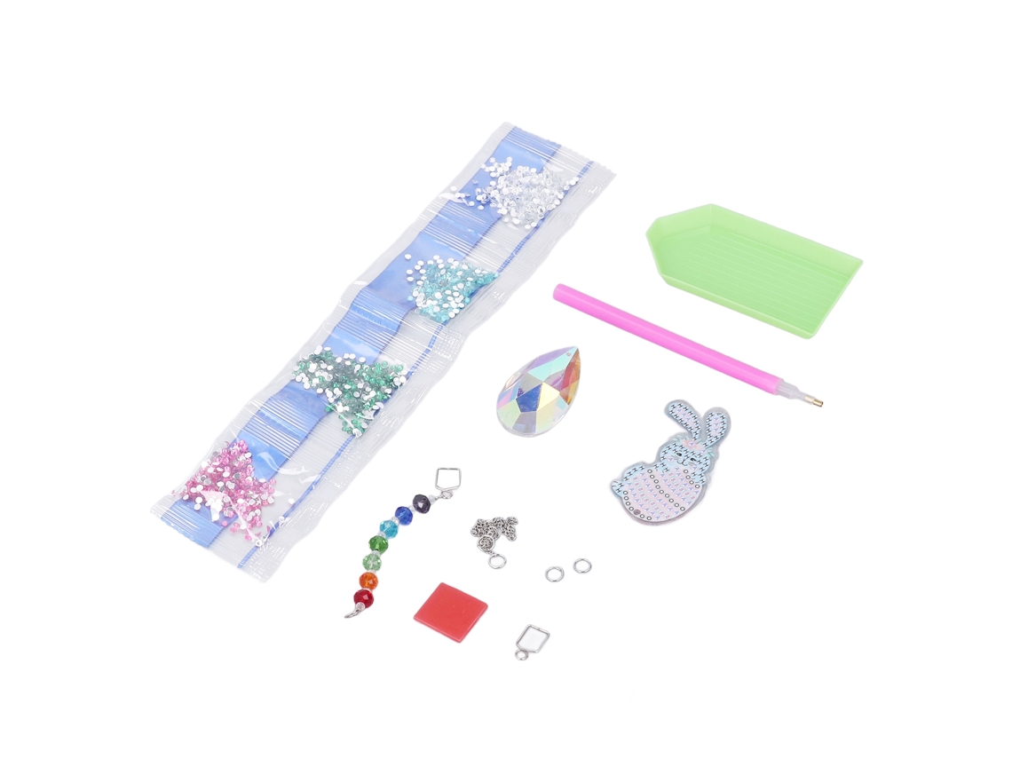 Kit De Pintura De Piedras Strass 5d Conejo Diseño Lindo Brillo Diy Colgante Decorativo Para Patio Jardín