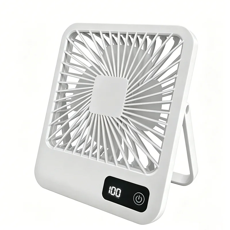 Ventilador de Mesa MDUG Portátil e Elegante, Bateria Alta Capacidade, Motor Duplo