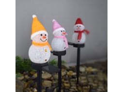 Boneco de Neve Solar para Jardim Natal com LEDs Amarelo/Vermelho/Roxo/Azul S/MARCA