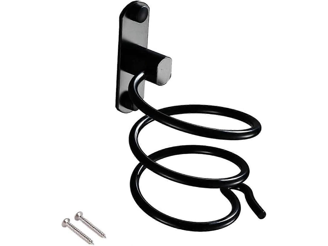 Suporte De Parede Para Secador De Cabelo Com Cola E Parafusos, Preto, 1 Peça.