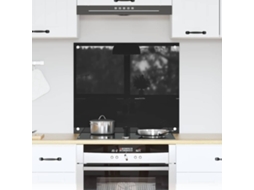 Vidaxl Painel De Cozinha Preto 70 X 60 Cm Vidro Temperado