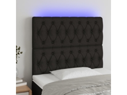 Vidaxl Cabeceira De Cama C/ Luzes Led Tecido 100x7x118/128 Cm Preto