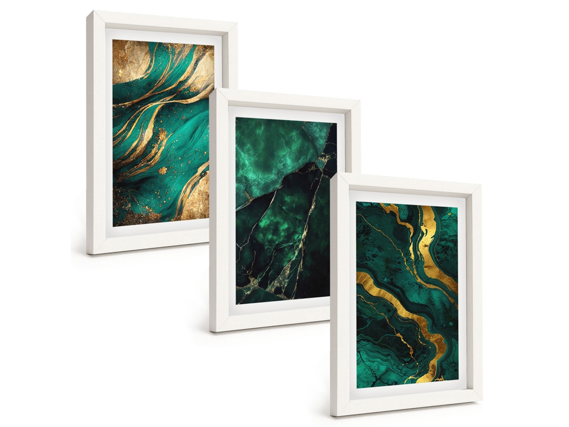Composição De Quadros Padrões Elegantes De Pedra Espelharte (3 Peças 20x30 Cm)