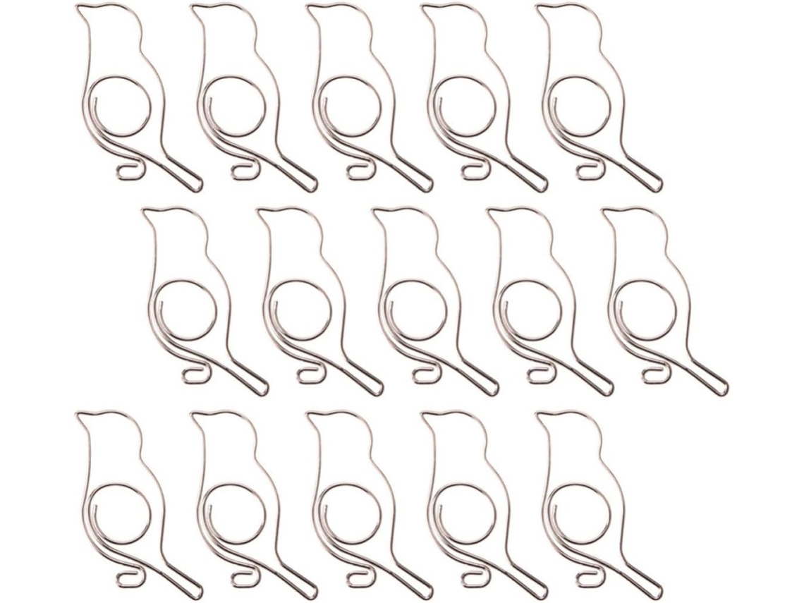 Clips E Organizadores Para Laptops, Coloridos, Prateados, Em Formato Criativo De Pássaro Papel Metálico, 20 Peças Para