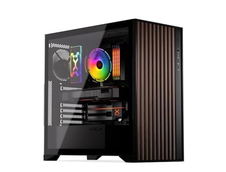 Gabinete De Pc Atx Krux Palum Painéis Em Madeira Ventiladores 2 X 120 Mm Filtro Anti Poeira