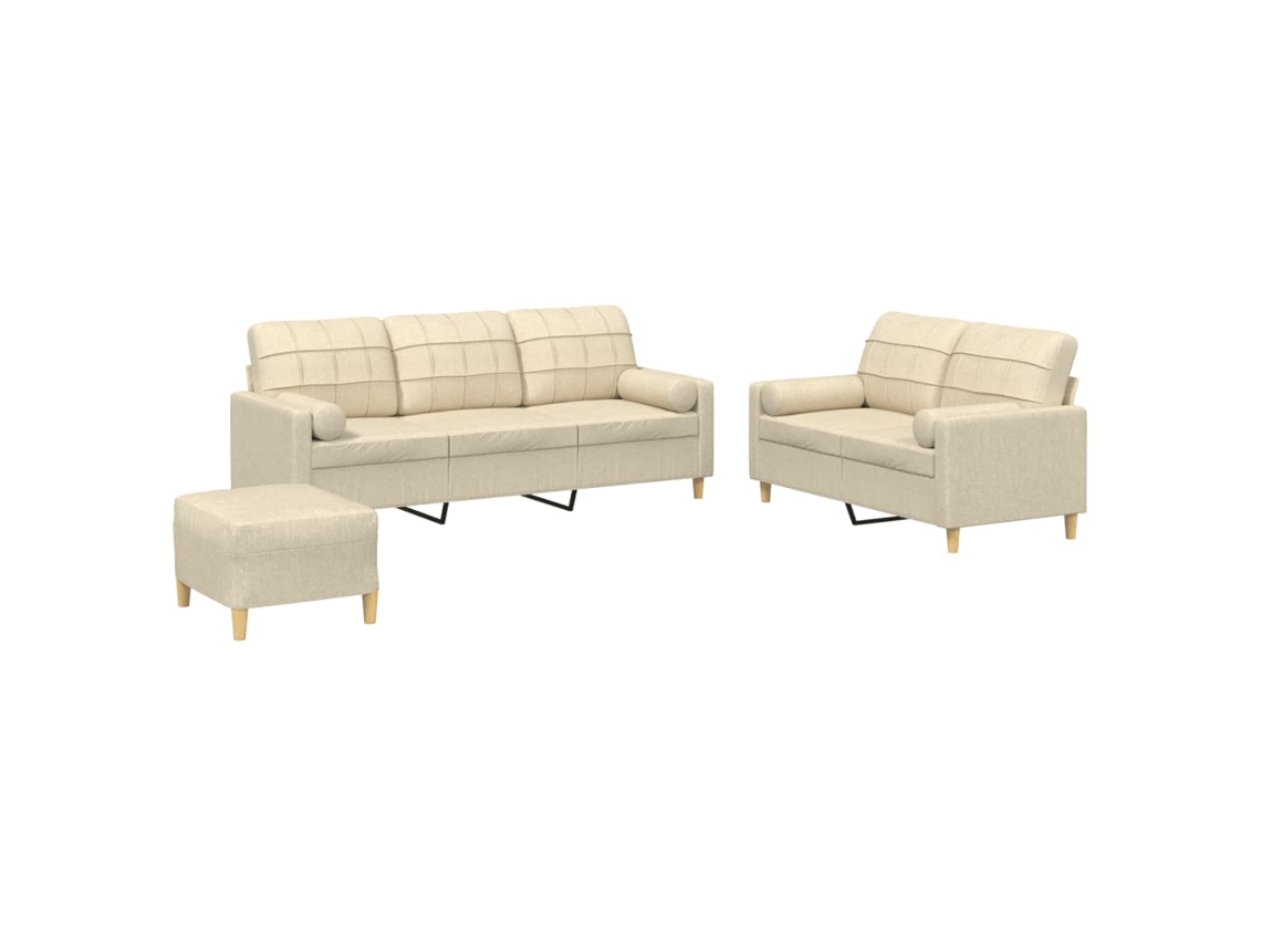 Sofa Set, Sofa Sets Vidaxl Creme Tecido (n/a)