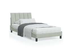 Cama Com Colchão 100x200 Cm Veludo Cinzento-claro