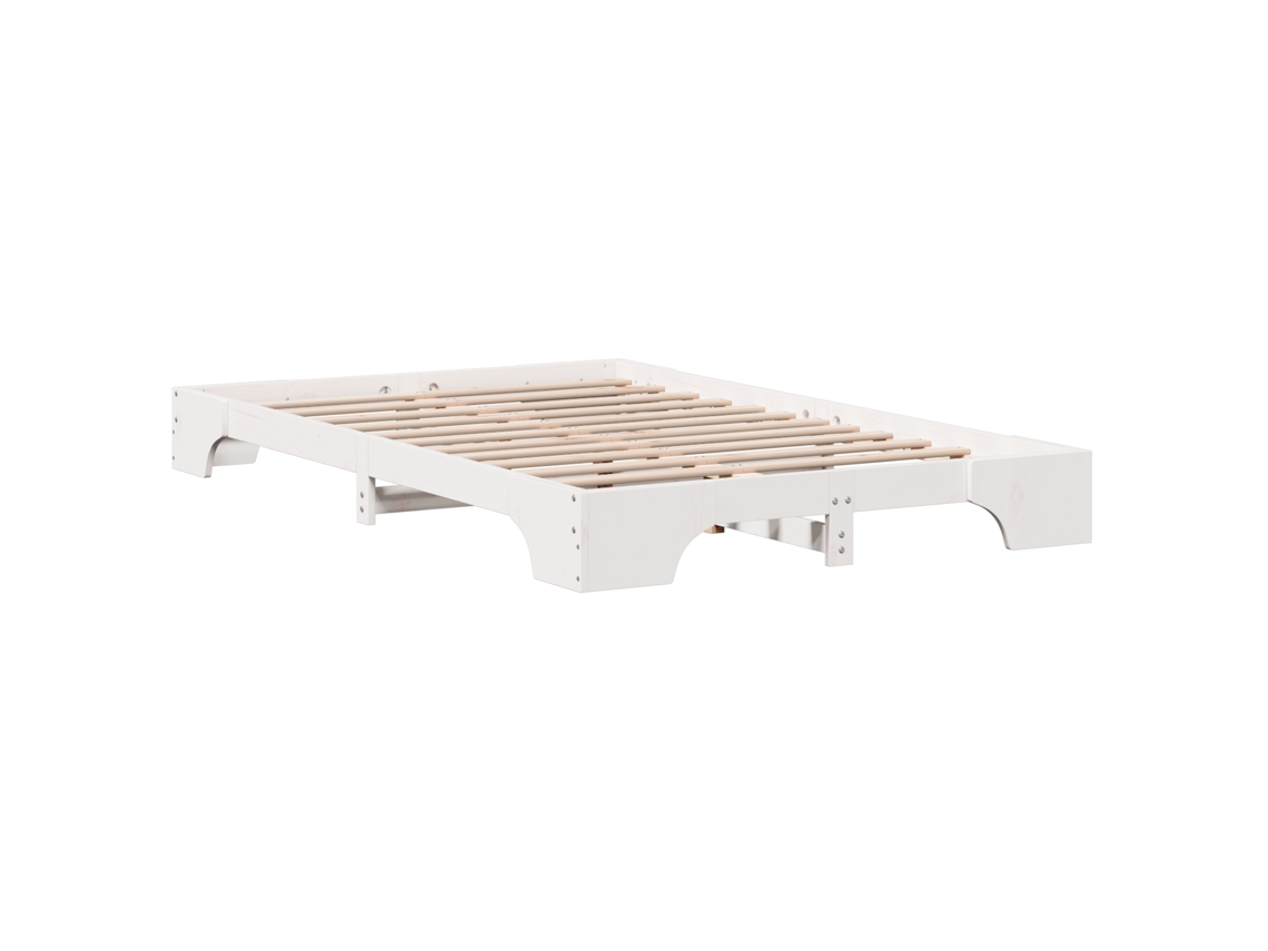 Conjunto 1 Estrutura Da Cama Vidaxl Branco Madeira De Pinho Maciça (135 X 190 Cm)