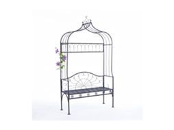 Relaxdays Arco De Rosas Com Banco, Metal, A X L X P: 220 X 122 X 43 Cm, Arco Resistente Para Trepadeiras, Preto