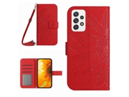 Capa De Celular Flip Em Couro Sintético Com Estampa De Girassol E Toque Suave Para Samsung Galaxy A73 5g, Com Cordão.
