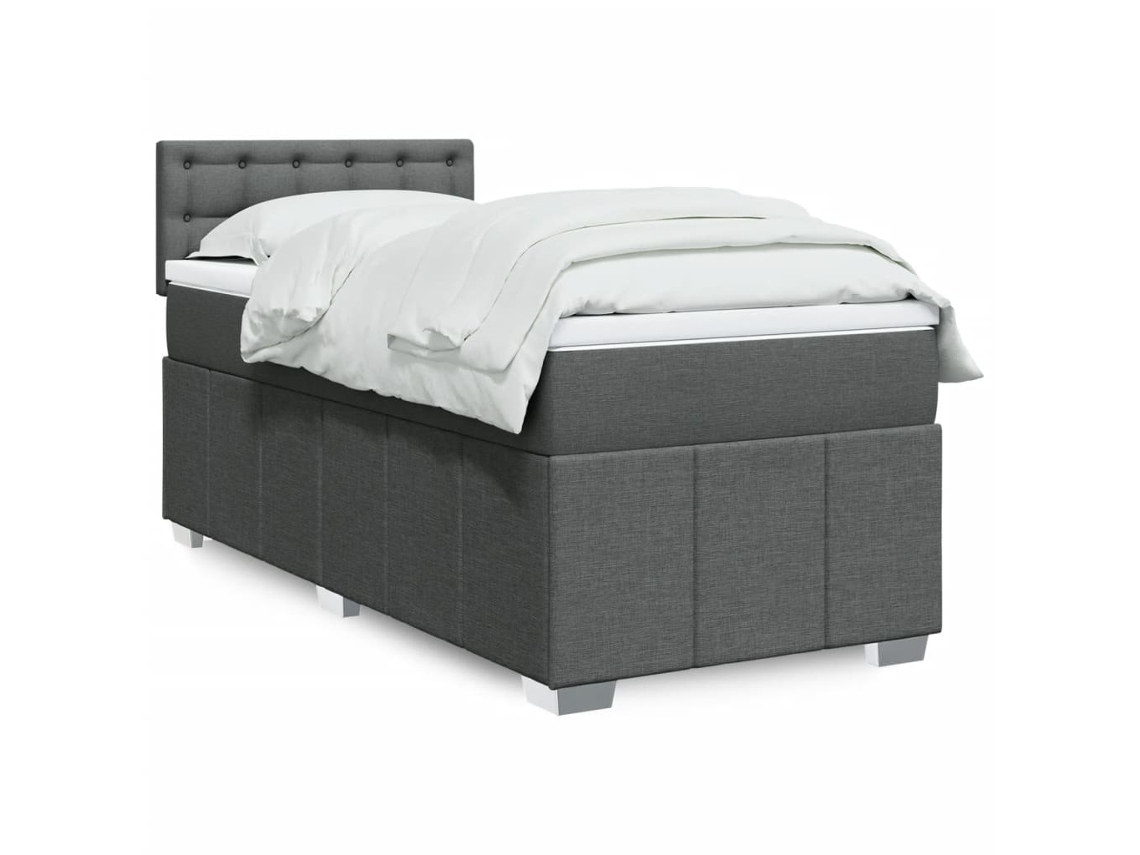 Vidaxl Cama Com Molas/colchão 90x190 Cm Tecido Cinza-escuro