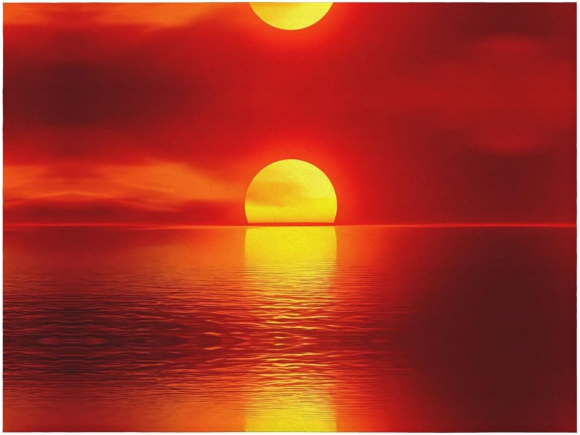 Colcha de Flanela com Estampa Nascer do Sol Vermelho Manta Macia e Aconchegante para Sofá Ou Quarto 203 2 X