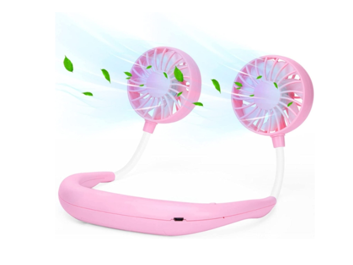 Ventilador Pescoço 2000mah 3 Velocidades 360° Rosa Yizhood