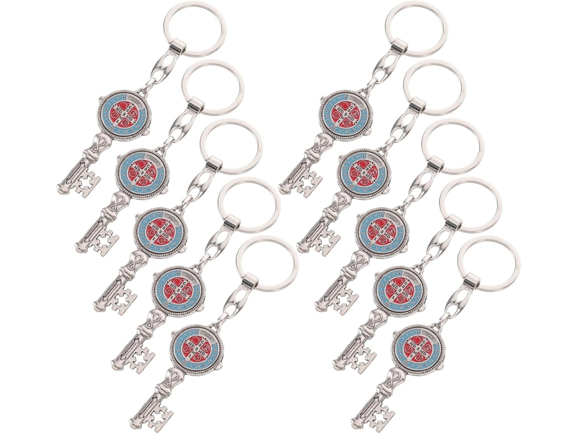 Conjunto De 10 Chaveiros Católicos Com Pingente De Santo E Chave Religiosa