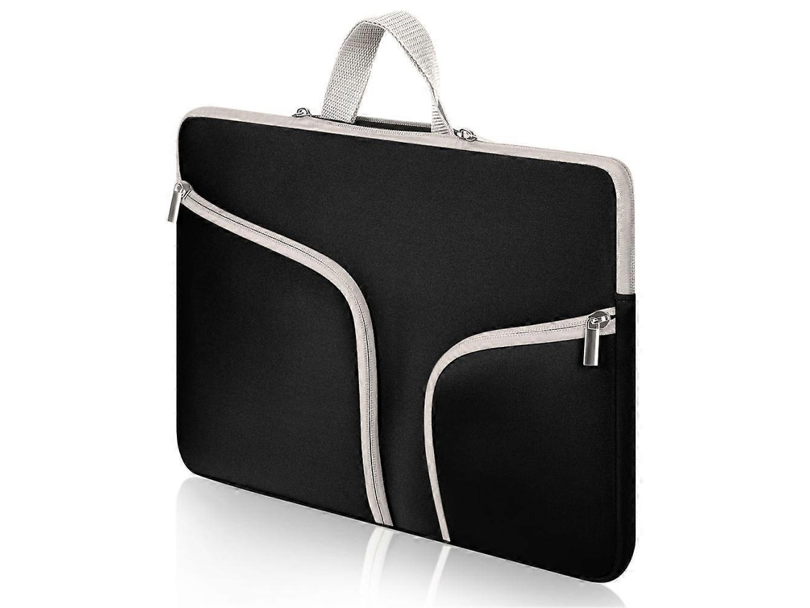 Bolsa Para Laptop 13 X 9,1 Polegadas, Resistente À Água, Acolchoada, Com Bolsos, Em Neoprene E Flanela, Cor Preto Elysve