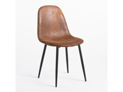Sklum Glamm Estofada Cadeira De Jantar Poliéster     Preto                  Couro Sintético Café Vintage                               Pelé Sintética